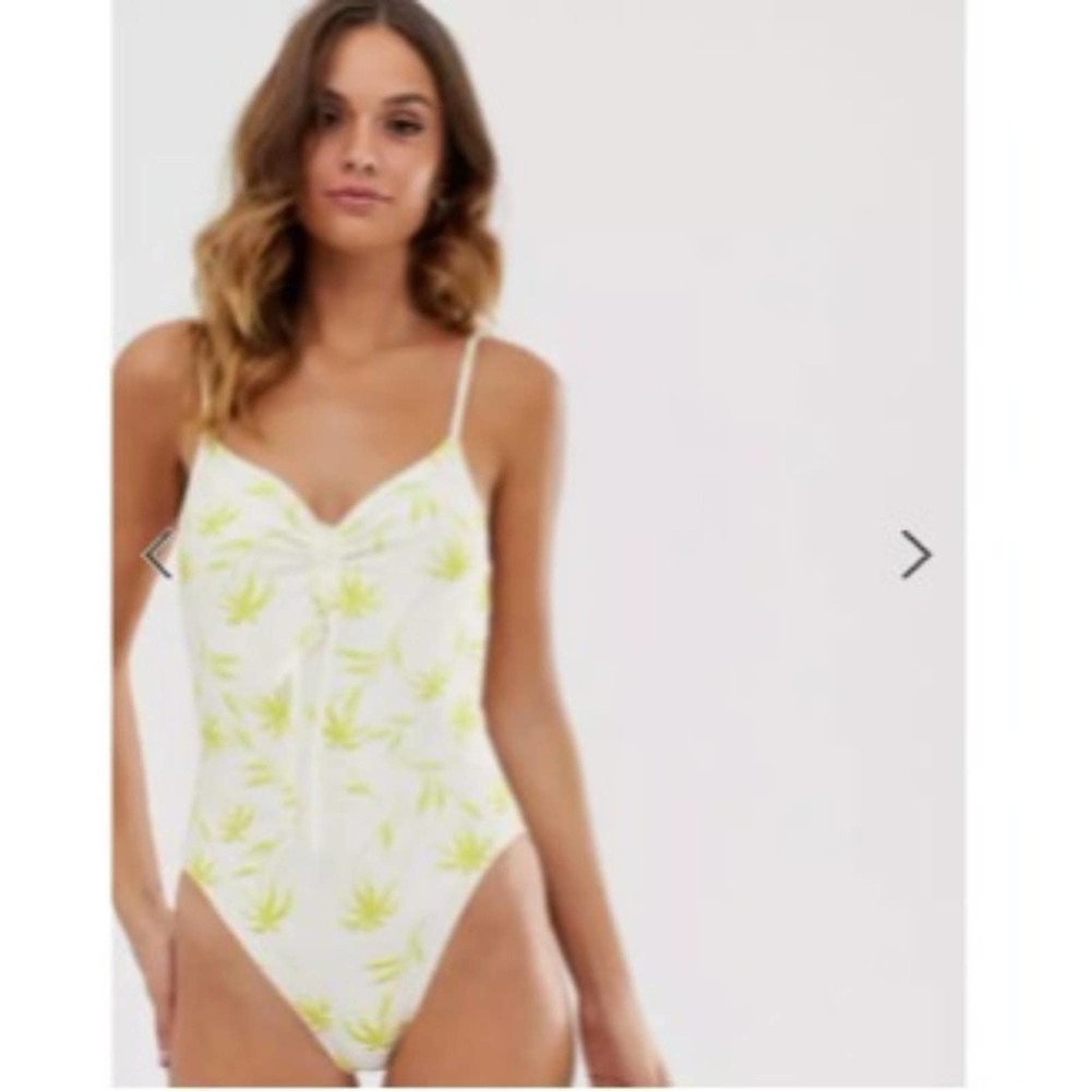 Unique21 Swimwear One piece  - yellow palm print - Size 14
